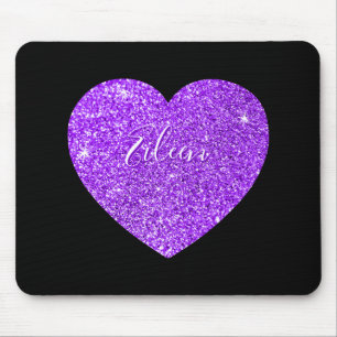 Mädchenhaftes schwarzes und violettes glitzerndes  mousepad