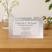 Mädchenhaftes Silber Glitter Haut Nagel Experte Ko Visitenkarte