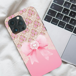 Mädchenhaftes Vintage-Rosa-Blumen-Nahtloses Muster Case-Mate iPhone Hülle