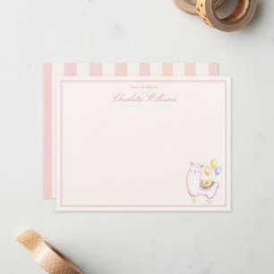 Mädchenhaftes Wasserfarben-Alpaka mit Ballon Rosa Mitteilungskarte