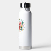 Mädchenhaftes Watercolor-Blumenmuster mit Monogram Trinkflasche (Links)