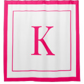Mädchenhaftes weißes und fuchsiafarbenes Monogramm Duschvorhang (Vorderseite)