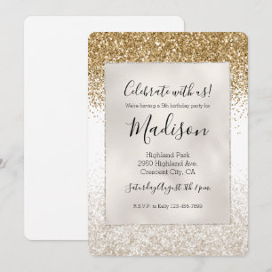 Mädchenhaftes Weißgold Glitzer Glamour Einladung