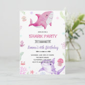 Mädchenhai Einladung zum Geburtstag (Stehend Vorderseite)