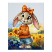Mädchenhase Sonnenblumenfeld Poster (Vorderseite)
