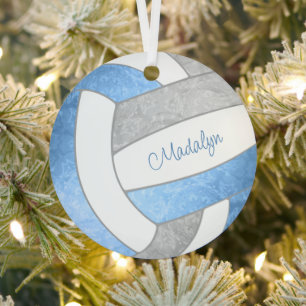mädchenhellblau-graue Keepake-Geschenke Volleyball Ornament Aus Metall
