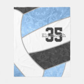 Mädchenhellblau-Schwarzvolleyball personalisiert Fleecedecke (Vorderseite)