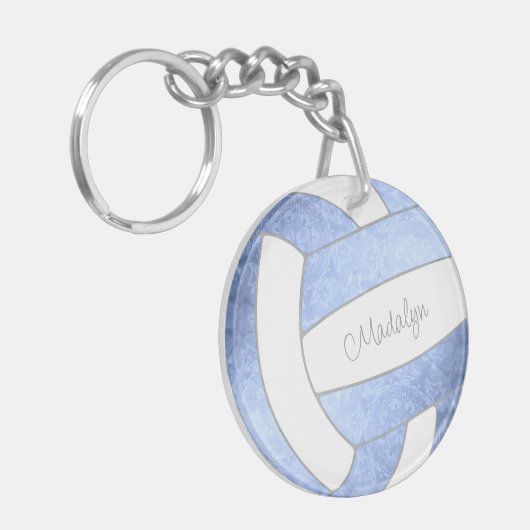mädchenhellblauer Volleyball personalisiert Schlüsselanhänger (Vorderseite links)