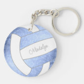 mädchenhellblauer Volleyball personalisiert Schlüsselanhänger (Rückseite)