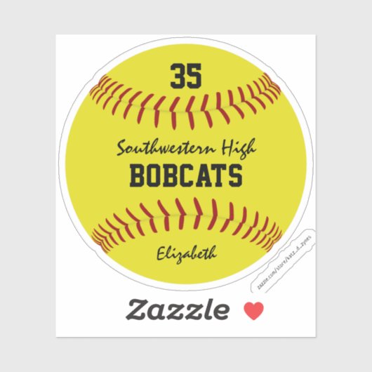 Mädchenhellgelbe Softball-Teamname Aufkleber (Blatt)