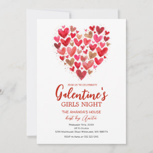 Mädchenherzen Galentine’s Nachtparty Valentinstag Einladung