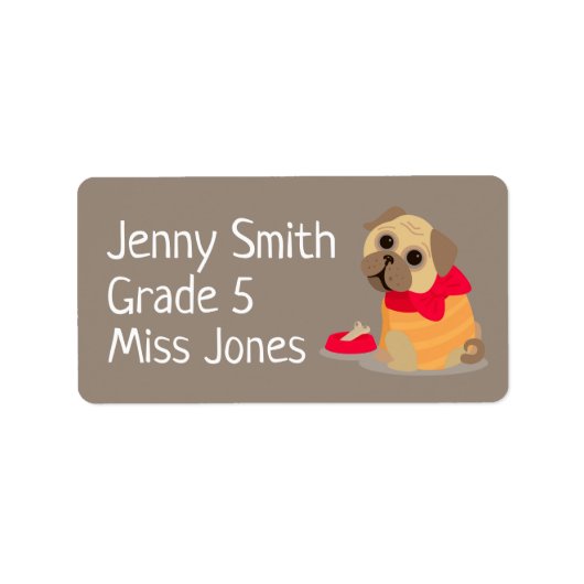 Mädchenhund-Mops-Namensschilder Adressaufkleber (Vorne)