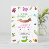 Mädcheninsektenthema einladung (Stehend Vorderseite)