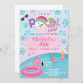 Mädcheninterner Winterpool Party Geburtstagseinlad Einladung (Vorne/Hinten)