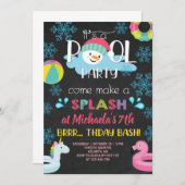 Mädcheninterner Winterpool Party Geburtstagseinlad Einladung (Vorne/Hinten)