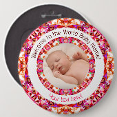 Mädchenjunge Dusche Lebendiger rosa Foto Text Button (Vorne & Hinten)