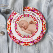 Mädchenjunge Dusche Lebendiger rosa Foto Text Button (Beispiel)