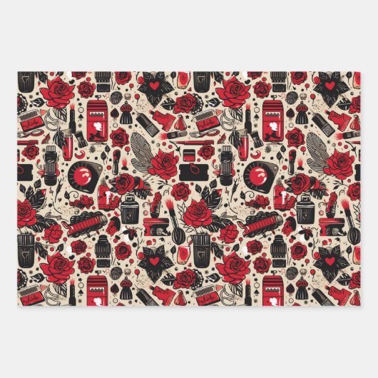 Mädchenkachelmuster Geschenkpapier Set (Vorderseite 3)