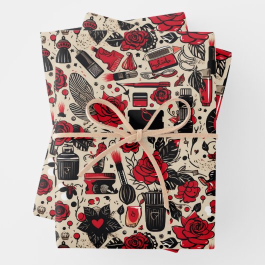 Mädchenkachelmuster Geschenkpapier Set (Beispiel)