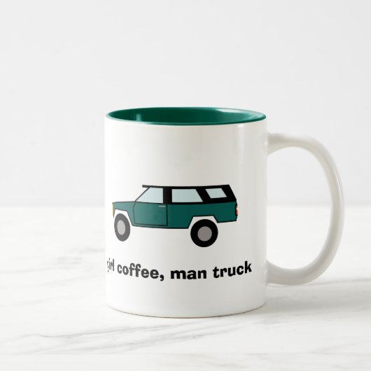 Mädchenkaffee, Mann-LKW Zweifarbige Tasse (Rechts)