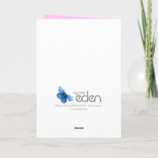 Mädchenkarte "Girlie cuddles" lila Karte (Rückseite)