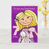 Mädchenkarte "Girlie cuddles" lila Karte (Gelbe Blume)