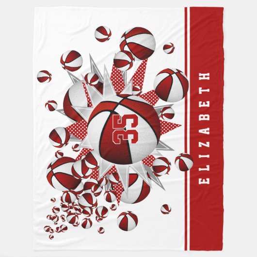 Mädchenkorbälle Sterne personalisiert Fleecedecke (Vorderseite)