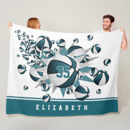 Mädchenkorbststerne aquamarin personalisiert fleecedecke