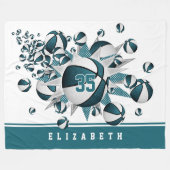 Mädchenkorbststerne aquamarin personalisiert fleecedecke (Vorderseite (Horizontal))