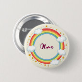 Mädchenkreis-Regenbogen-Namenrahmen Button (Vorne & Hinten)
