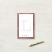 Mädchenkupfer Diamond Glitzer Glam Monogramm Name Post-it Klebezettel (Auf Schreibtisch)