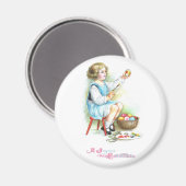 Mädchenmalereieier Vintag Ostern Magnet (Vorderseite/Rückseite)