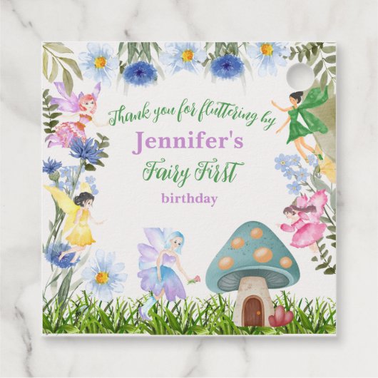 Mädchenmärchen und Blume jeden Alters Geschenkanhänger (Rückseite)