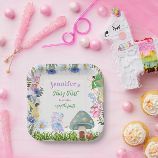 Mädchenmärchen und Blume jeden Alters Pappteller (Party)