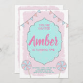 Mädchenmaus-Lollipop-Geburtstagseinladung Einladung (Vorne/Hinten)