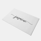 Mädchenminimale weiße Monogrammnamensschrift Fußmatte (Schrägansicht)