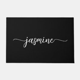 Mädchenminimales Schwarzes Monogramm Namensskript Fußmatte
