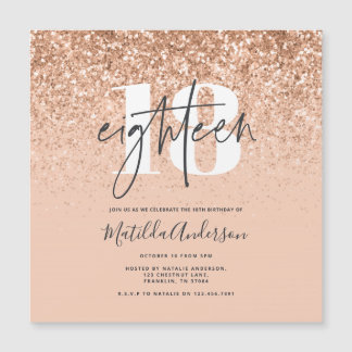 Mädchenmoderne Pfirsichtypografie 18 Geburtstag Magnetkarte