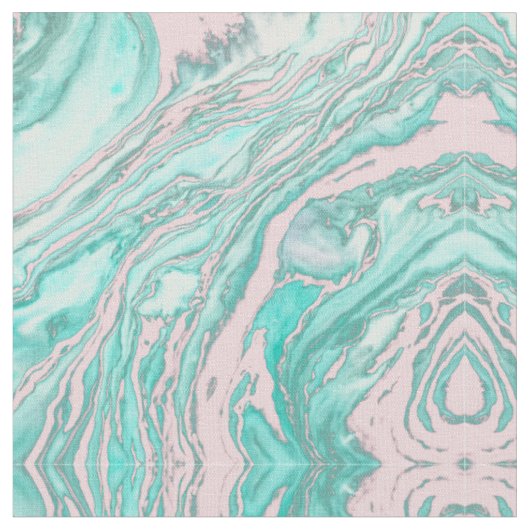 Mädchenmodernes, rosa, Aquamarin-grünes Marmormust Stoff (Nahaufnahme)