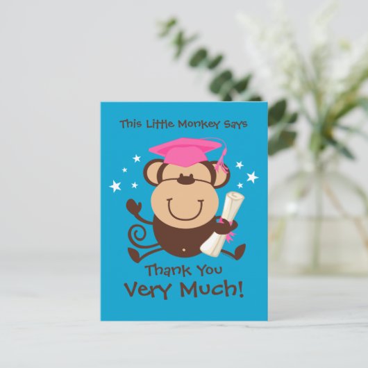 Mädchenmonkey-Graduate Postkarte (Stehend Vorderseite)