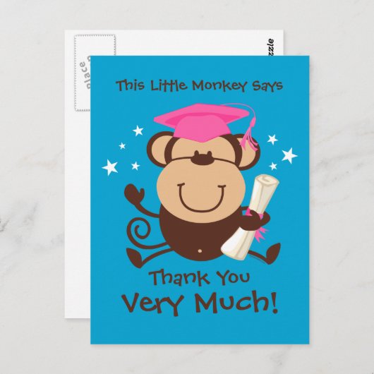 Mädchenmonkey-Graduate Postkarte (Vorne/Hinten)