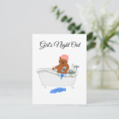 Mädchennacht draußen, Katze in der Badewanne Einladung (Stehend Vorderseite)