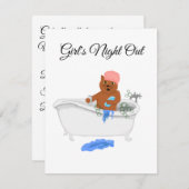 Mädchennacht draußen, Katze in der Badewanne Einladung (Vorne/Hinten)