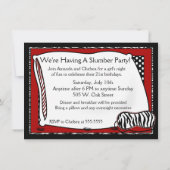 Mädchennacht im PJ-Party in Rot Einladung (Rückseite)