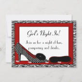 Mädchennacht im PJ-Party in Rot Einladung (Vorderseite)