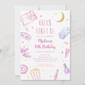 Mädchennacht im Slumber Party Rosa zwischen Geburt Einladung (Vorderseite)