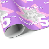 Mädchenname Alter fügen Ihrem Foto lila Sternmuste Geschenkpapier (Rolleneckpunkt)