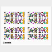 Mädchenname Aria, Blume und Musik Rechteckiger Aufkleber (Blatt)