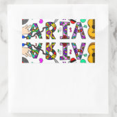 Mädchenname Aria, Blume und Musik Rechteckiger Aufkleber (Tasche)