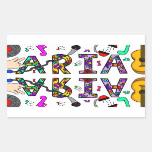 Mädchenname Aria, Blume und Musik Rechteckiger Aufkleber